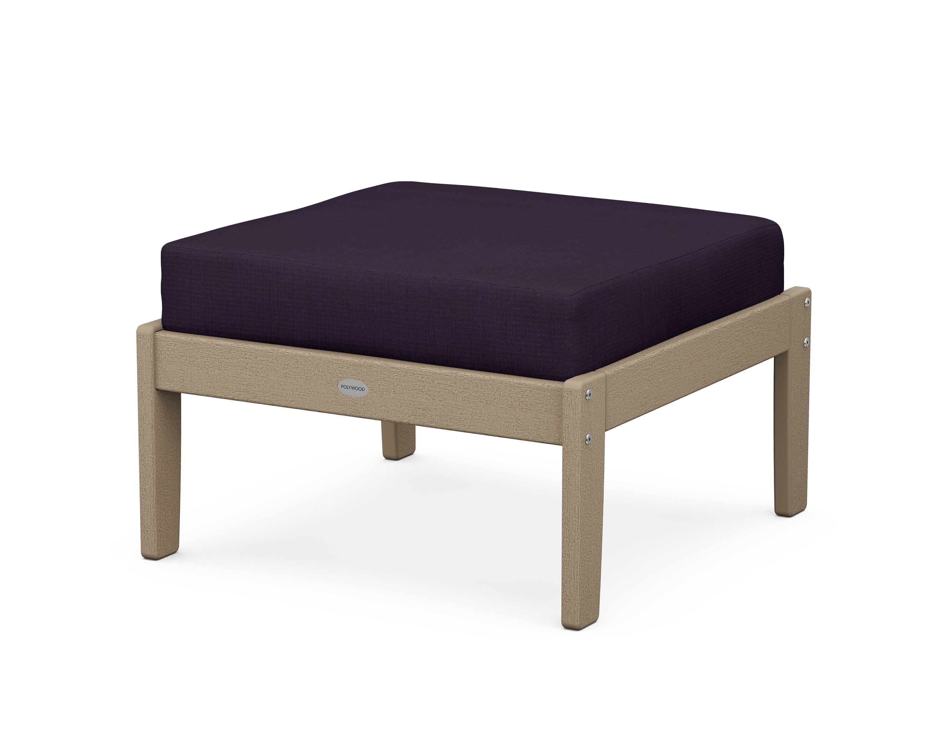POLYWOOD® Braxton Deep Seating Ottoman in Vintage Sahara / Navy Linen