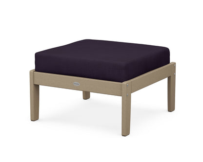 POLYWOOD® Braxton Deep Seating Ottoman in Vintage Sahara / Navy Linen