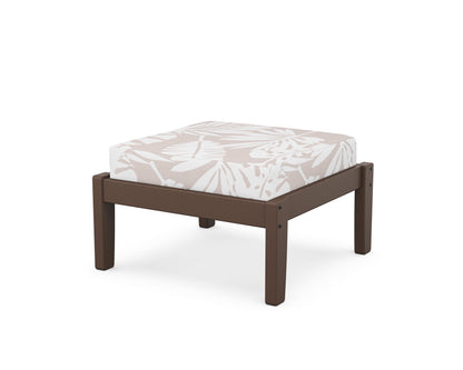 Unbranded Deep Seating Ottoman in Mahogany / Leaf Dune Burlap