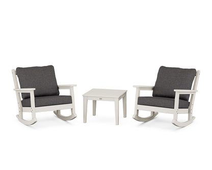POLYWOOD® Chippendale 3-Piece Deep Seating Rocker Set in Sand / Ash Charcoal