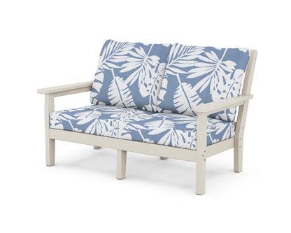 POLYWOOD® Chippendale Deep Seating Loveseat in Sand / Leaf Sky Blue