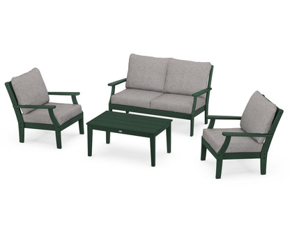 POLYWOOD® Braxton 4-Piece Deep Seating Chair Set in Green / Grey Mist