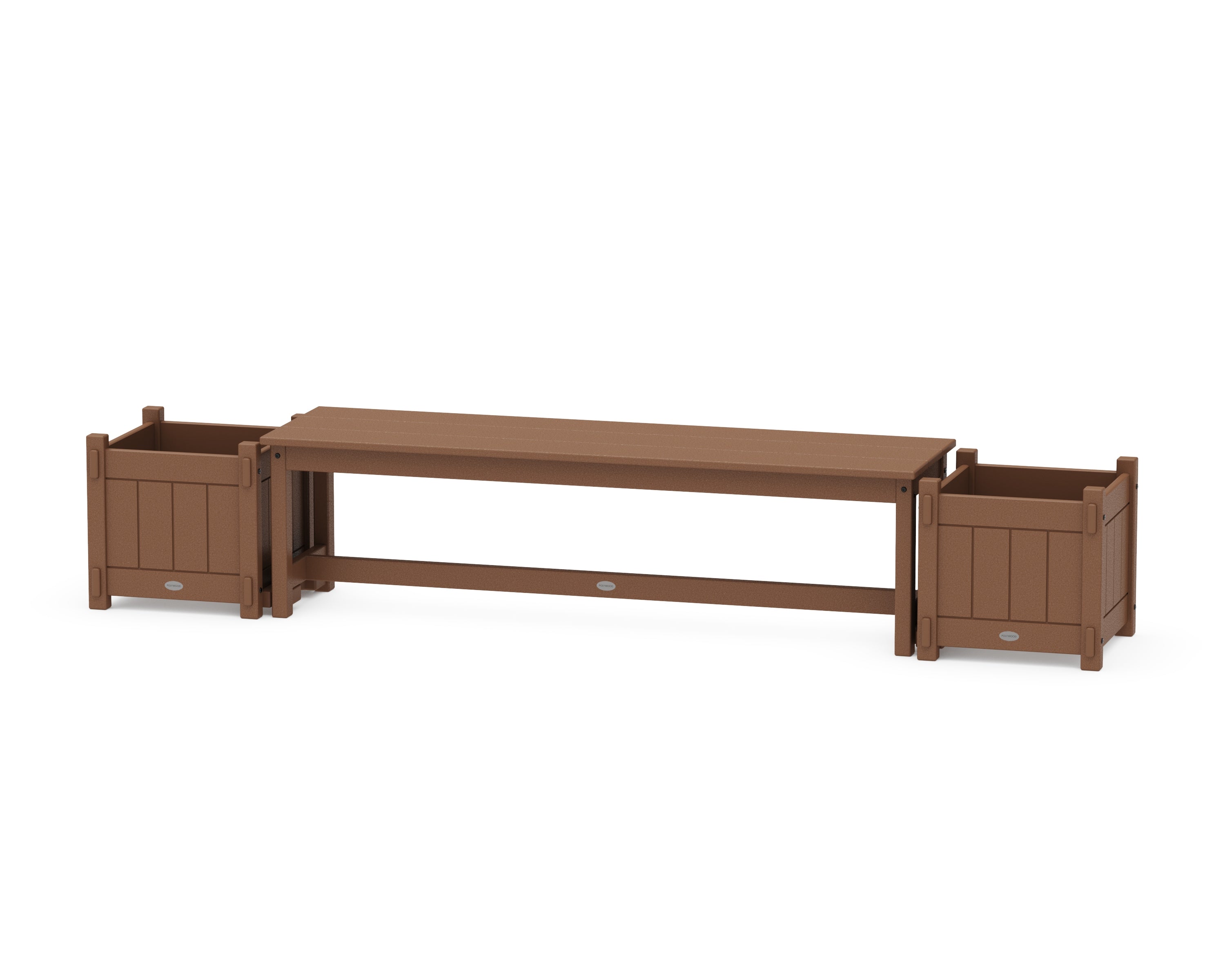 POLYWOOD® 60" Vineyard Straight Planter Bench Set in Teak