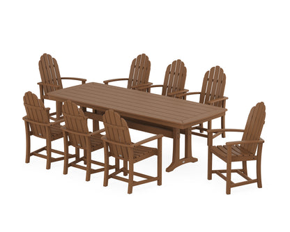 POLYWOOD® Classic Adirondack 9-Piece Dining Set with Trestle Legs in Teak