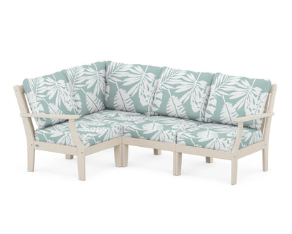 POLYWOOD® Braxton Modular 4-Piece Deep Seating Set in Sand / Leaf Glacier Spa