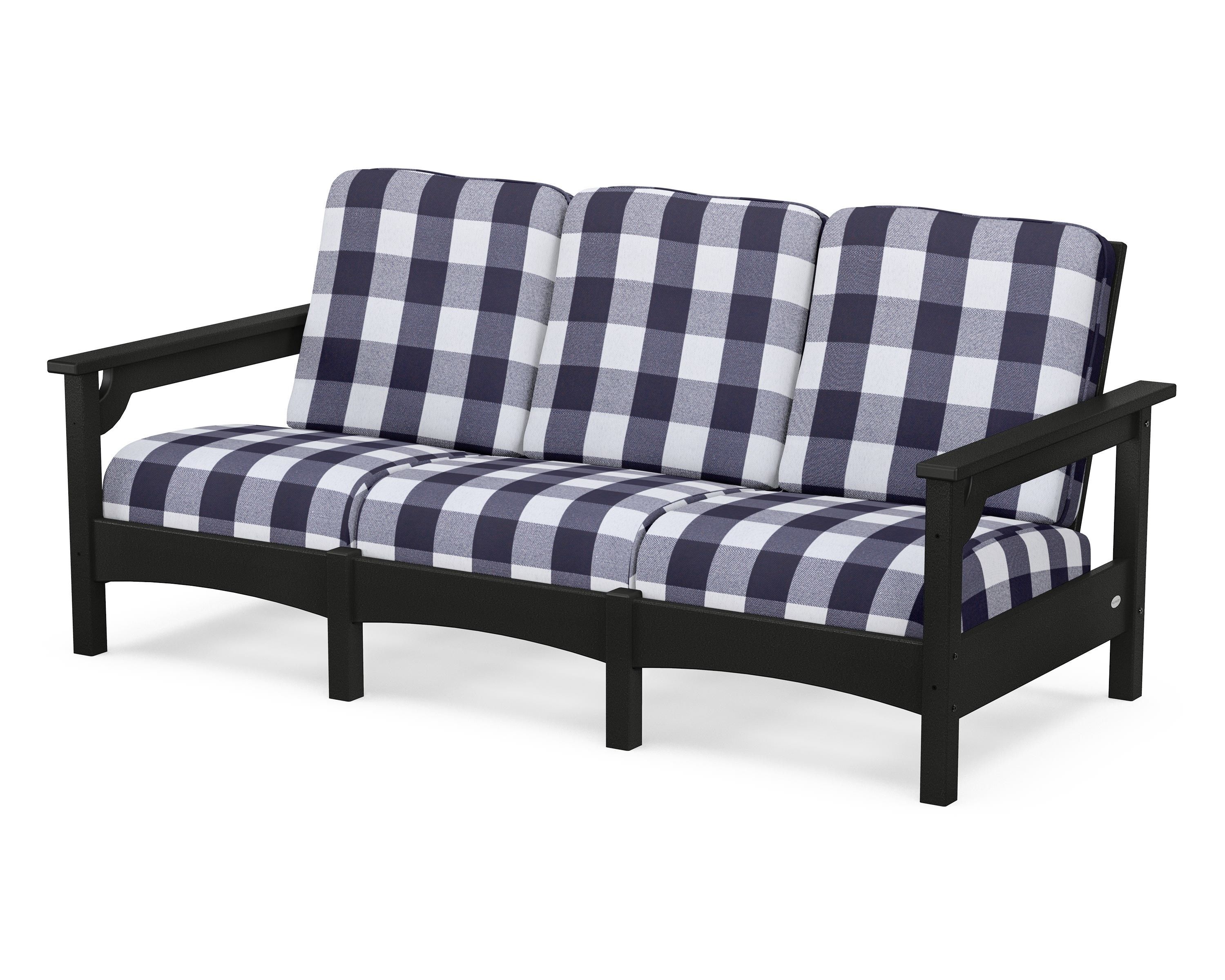 POLYWOOD® Club Sofa in Black / Buffalo Plaid Navy
