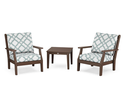 Country Living Wovendale 3-Piece Deep Seating Set in Mahogany / Trellis Glacier Spa