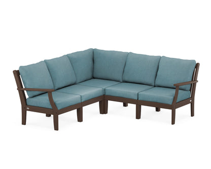 POLYWOOD® Braxton Modular 5-Piece Deep Seating Set in Mahogany / Ocean Teal