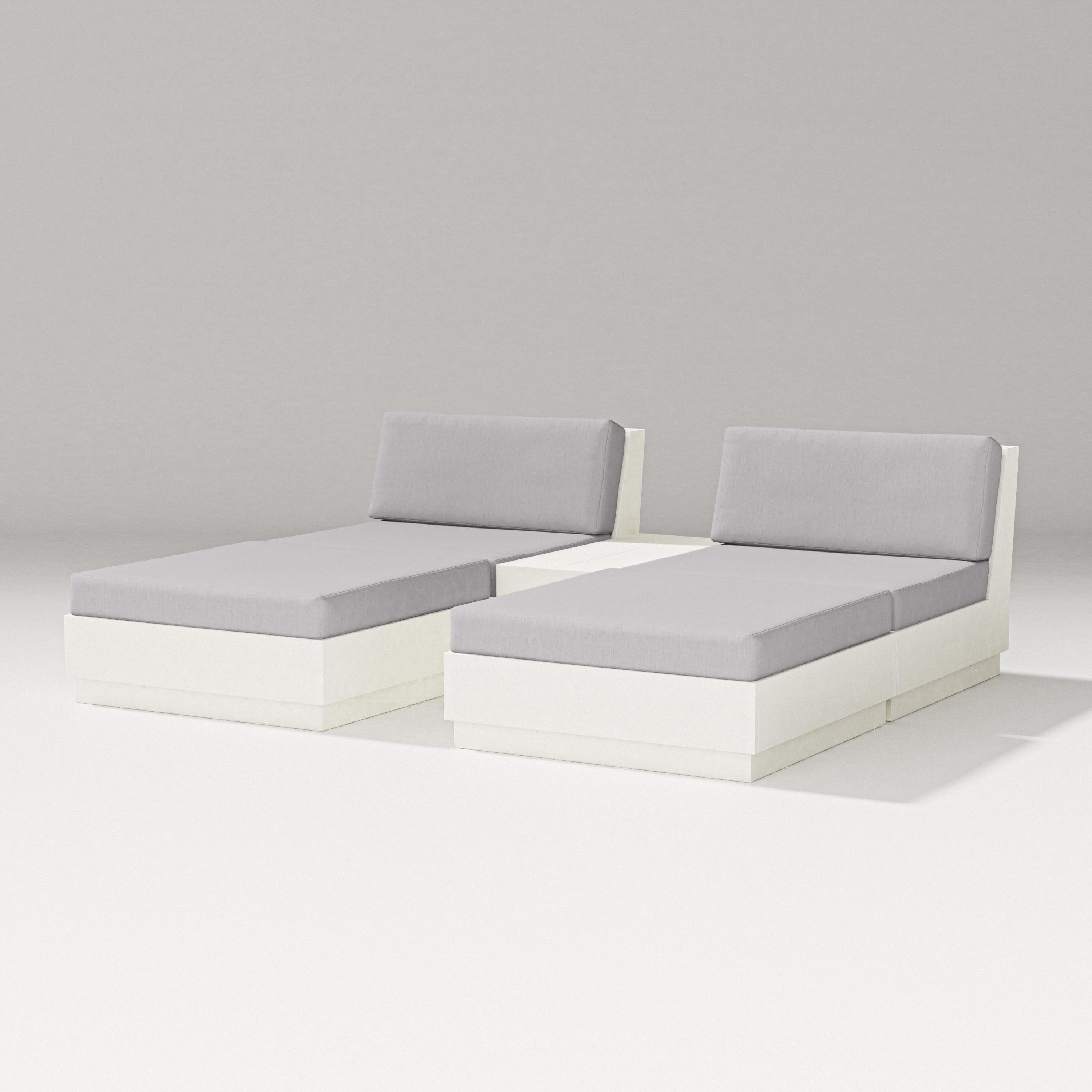 PW Designer Series Elevate Double Chaise Set in Vintage White / Granite