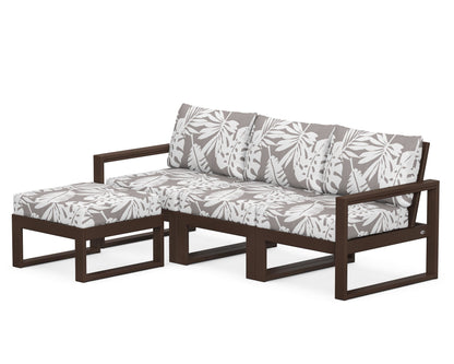 POLYWOOD® EDGE 4-Piece Modular Deep Seating Set with Ottoman in Mahogany / Leaf Grey Mist