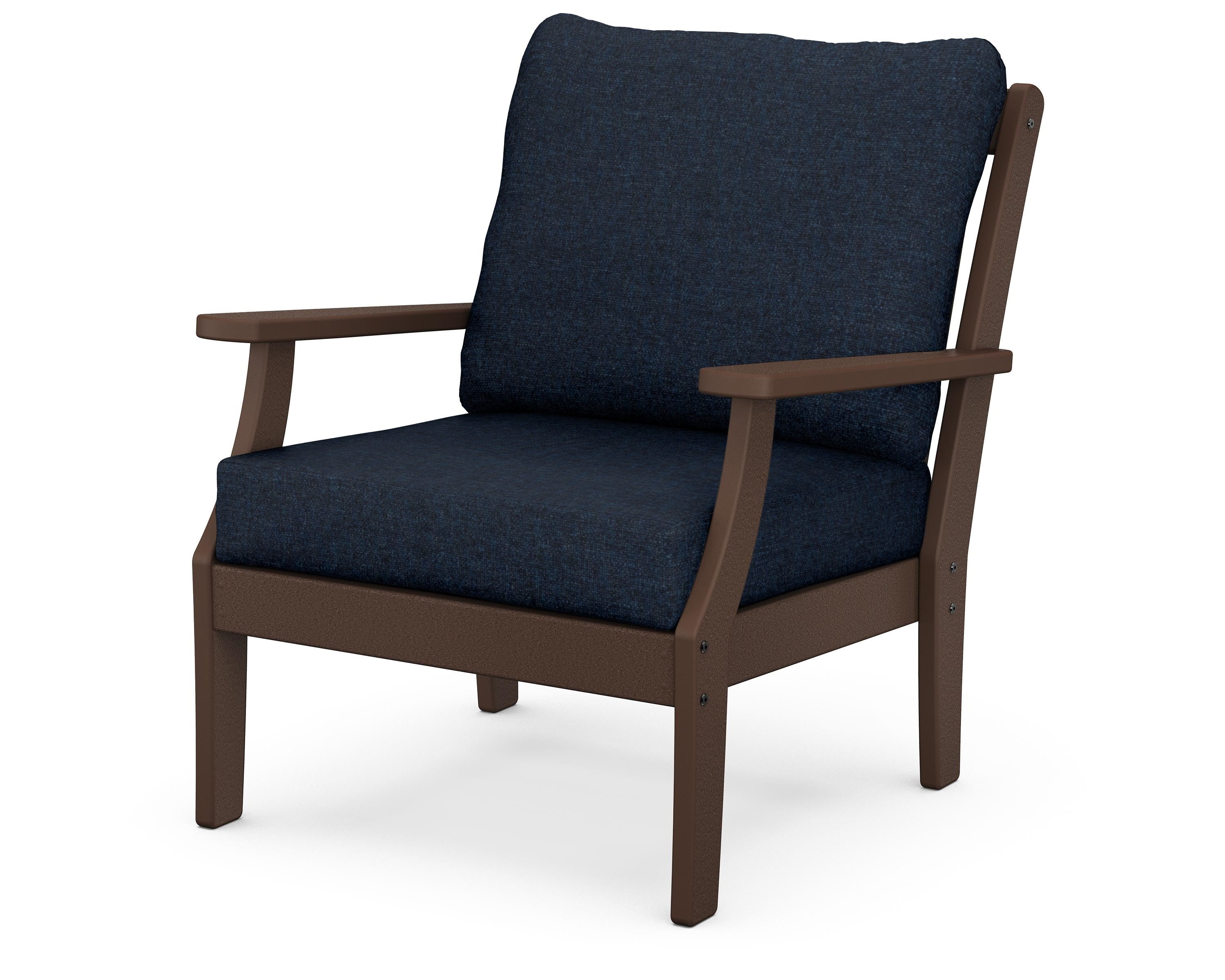 POLYWOOD® Braxton Deep Seating Chair in Mahogany / Marine Indigo