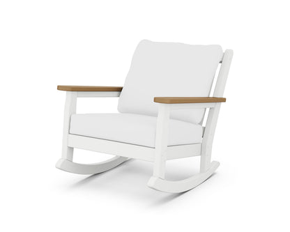 POLYWOOD® Chippendale Deep Seating Rocking Chair in White / Natural / Natural