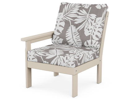 POLYWOOD® Vineyard Modular Left Arm Chair in Sand / Leaf Grey Mist