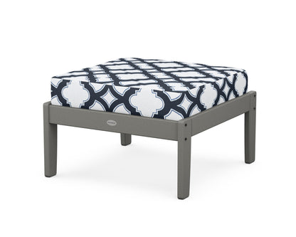 POLYWOOD® Braxton Deep Seating Ottoman in Slate Grey / Trellis Marine Indigo