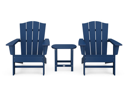 POLYWOOD® Wave 3-Piece Adirondack Chair Set with The Crest Chairs in Navy