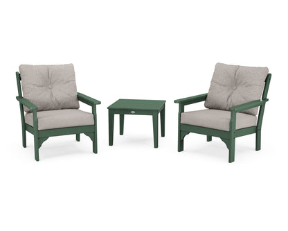 POLYWOOD® Vineyard 3-Piece Deep Seating Set in Green / Weathered Tweed