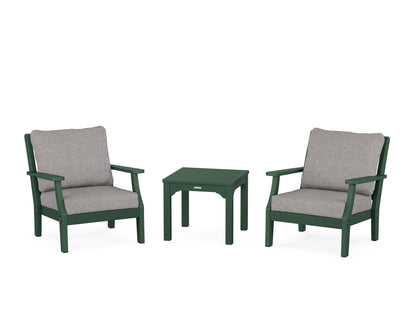 Martha Stewart by POLYWOOD® Chinoiserie 3-Piece Deep Seating Set in Green / Grey Mist