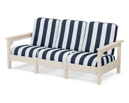POLYWOOD® Club Sofa in Sand / Cabana Stripe Marine Indigo