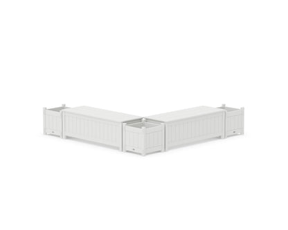 POLYWOOD® 48" Vineyard L- Shaped Planter Storage Bench Corner Set in White
