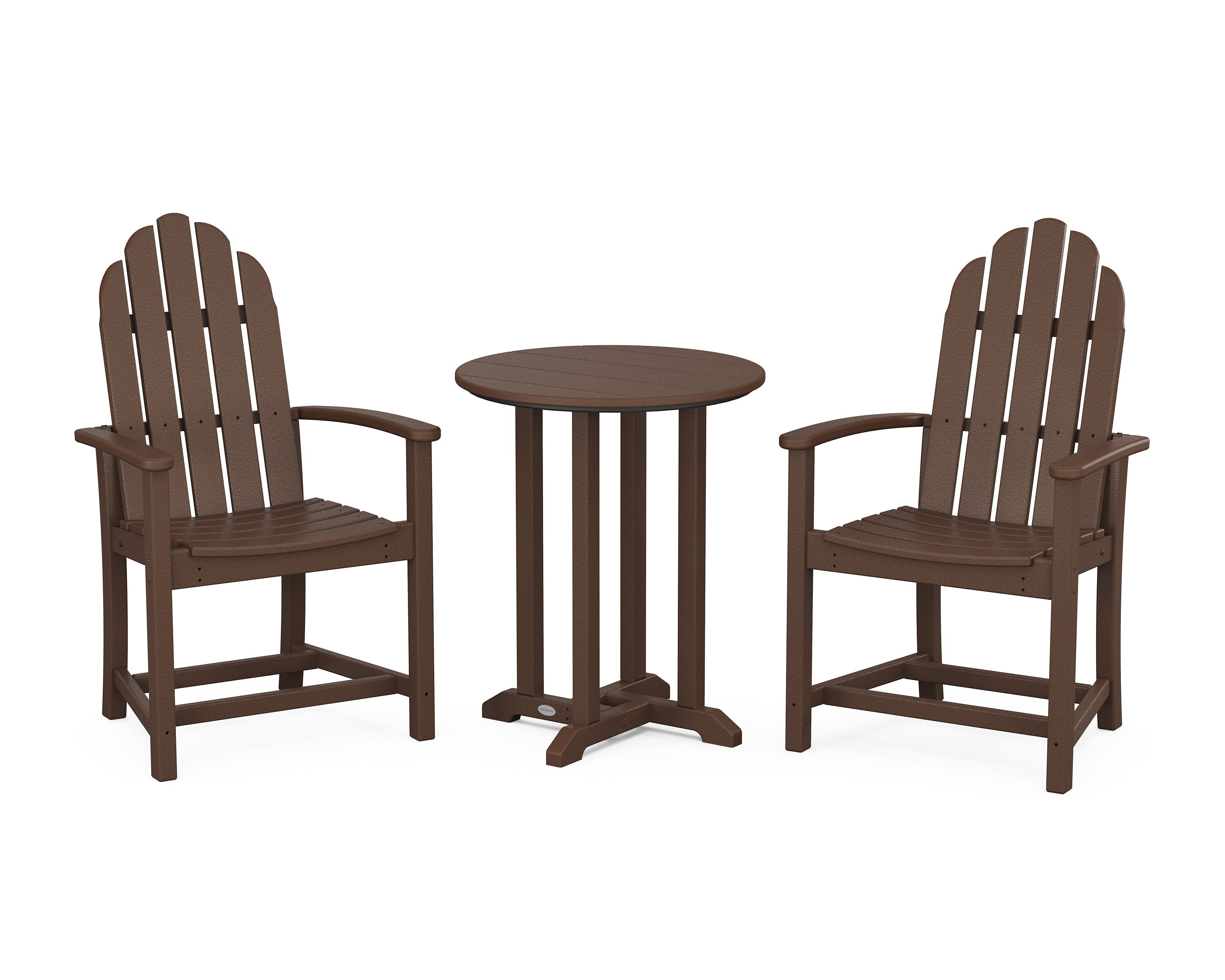 POLYWOOD® Classic Adirondack 3-Piece Round Bistro Dining Set in Mahogany