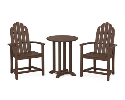 POLYWOOD® Classic Adirondack 3-Piece Round Bistro Dining Set in Mahogany