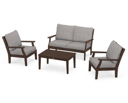 POLYWOOD® Braxton 4-Piece Deep Seating Chair Set in Mahogany / Grey Mist