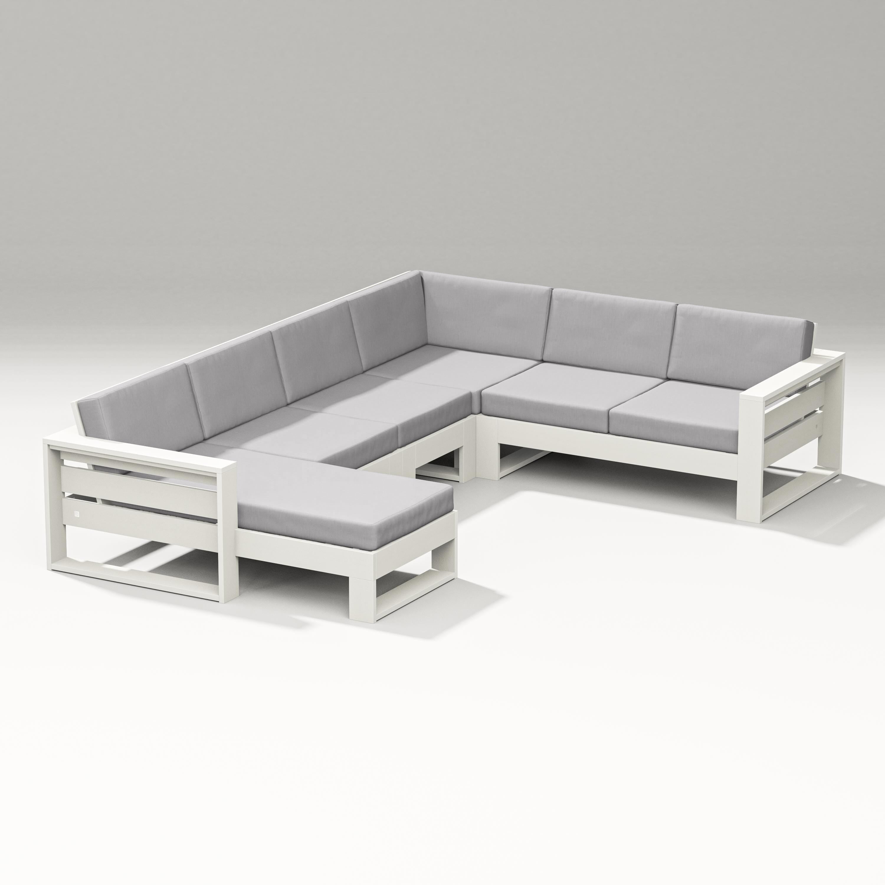 PW Designer Series Latitude Corner Sectional with Left Chaise in Vintage White / Granite