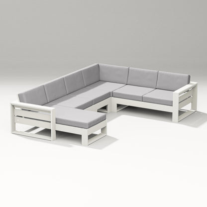 PW Designer Series Latitude Corner Sectional with Left Chaise in Vintage White / Granite
