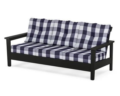 POLYWOOD® Prescott Deep Seating Sofa in Black / Buffalo Plaid Navy