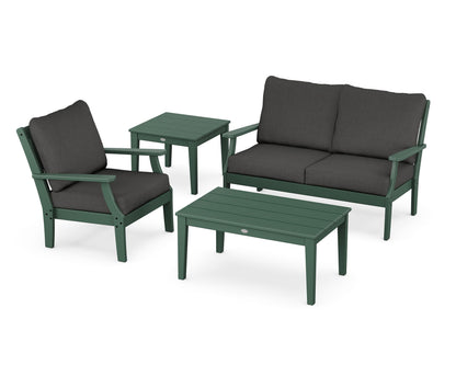 POLYWOOD® Braxton 4-Piece Deep Seating Set in Green / Spectrum Carbon