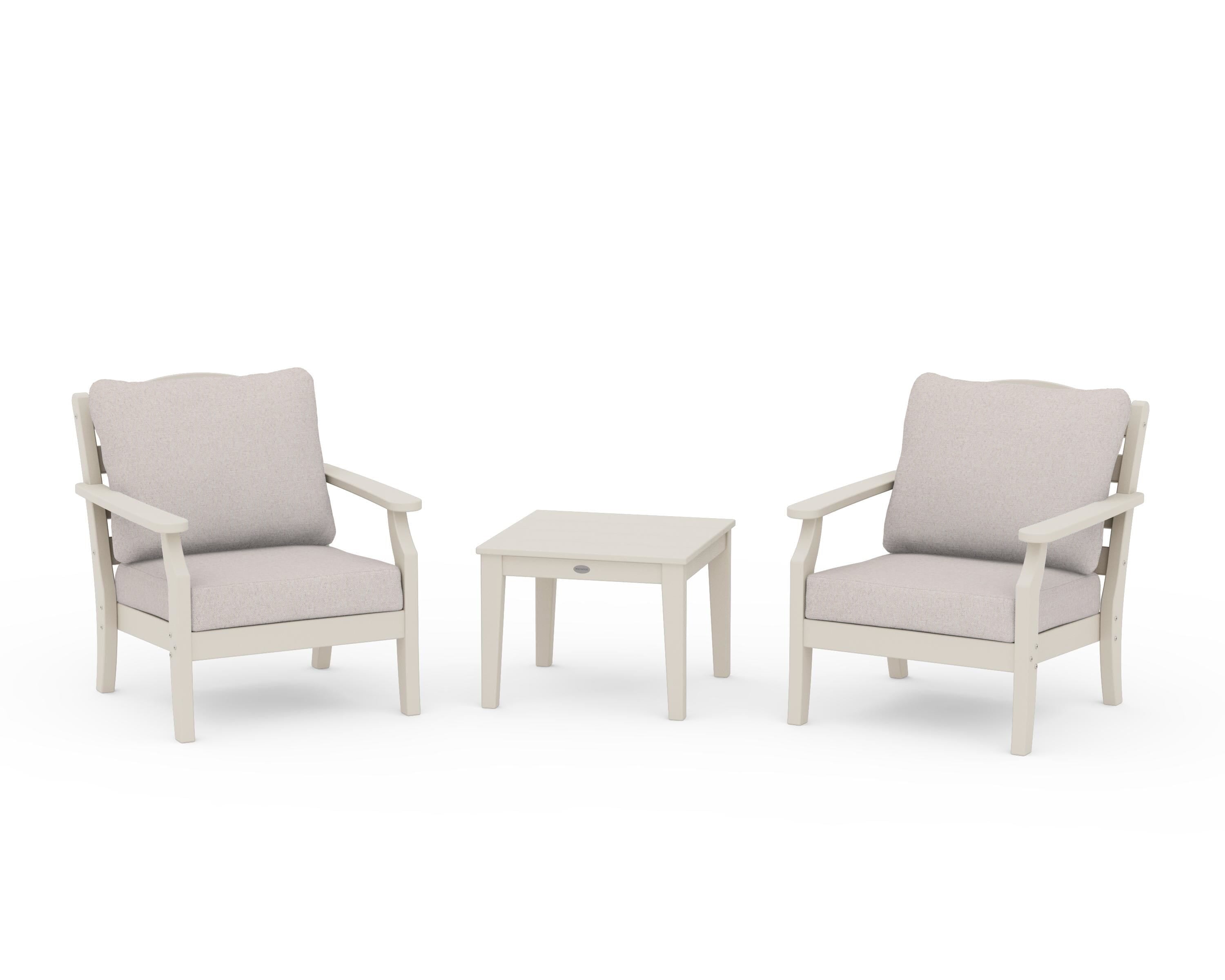 Draper James™ by  POLYWOOD® Savannah 3-Piece Deep Seating Set in Sand / Dune Burlap