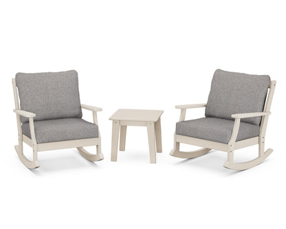 POLYWOOD® Braxton 3-Piece Deep Seating Rocker Set in Sand / Grey Mist