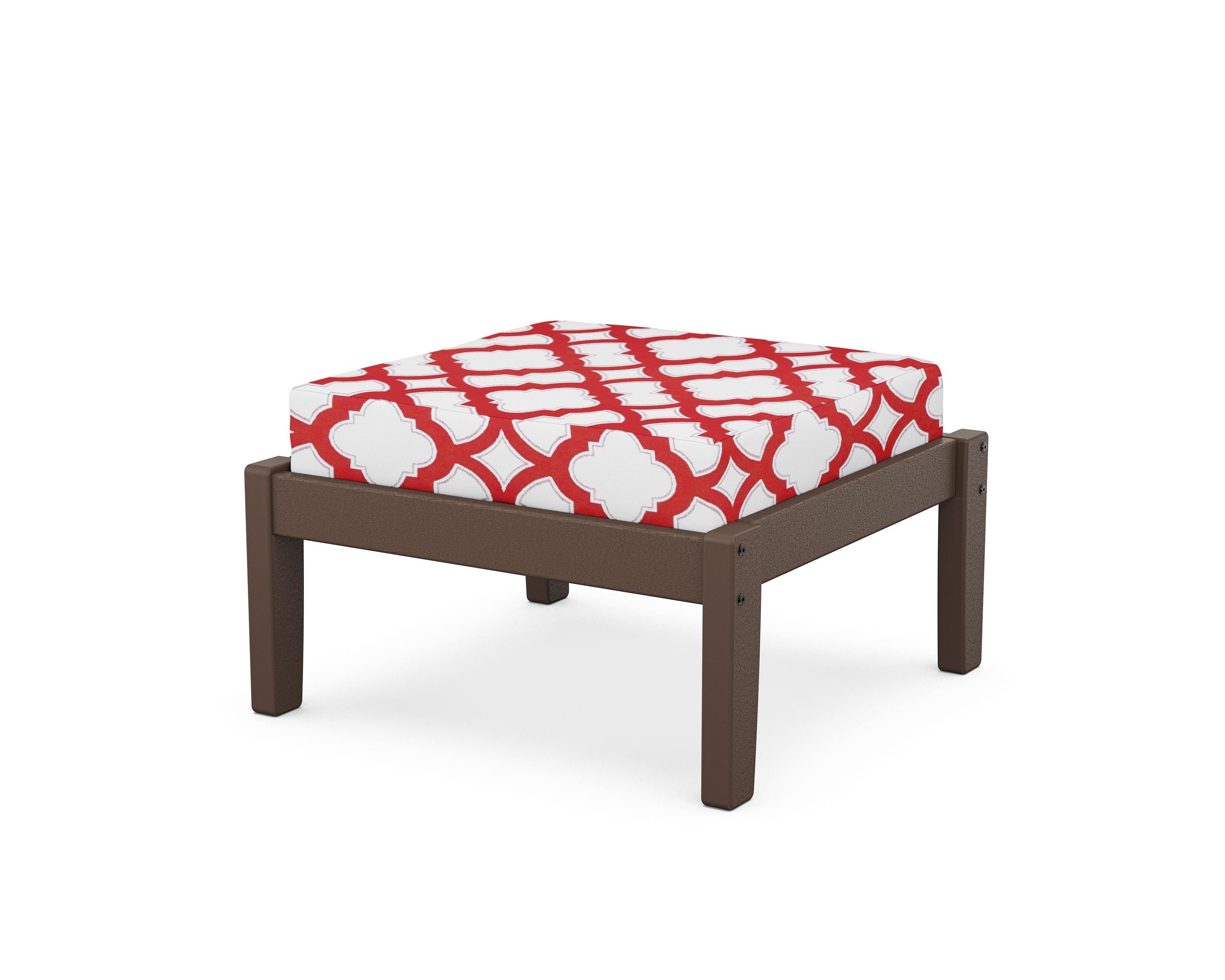 Unbranded Deep Seating Ottoman in Mahogany / Trellis Crimson