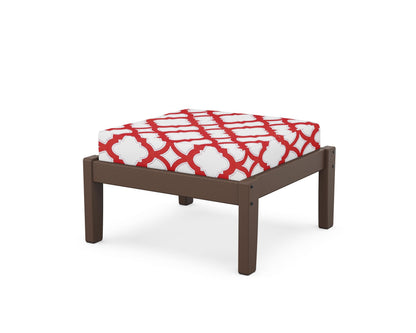 Unbranded Deep Seating Ottoman in Mahogany / Trellis Crimson