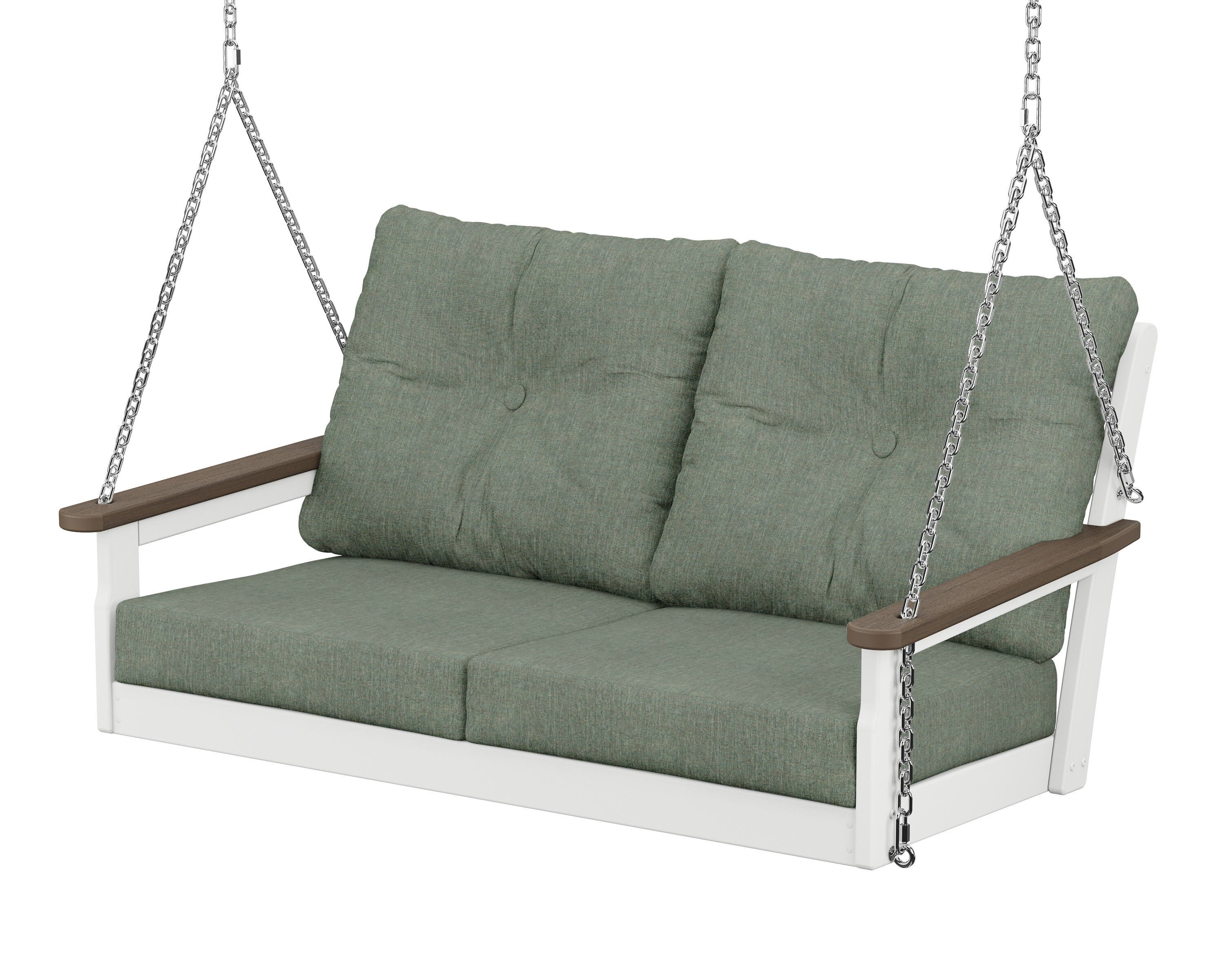 POLYWOOD® Vineyard Deep Seating Swing in White / Kona / Cast Sage