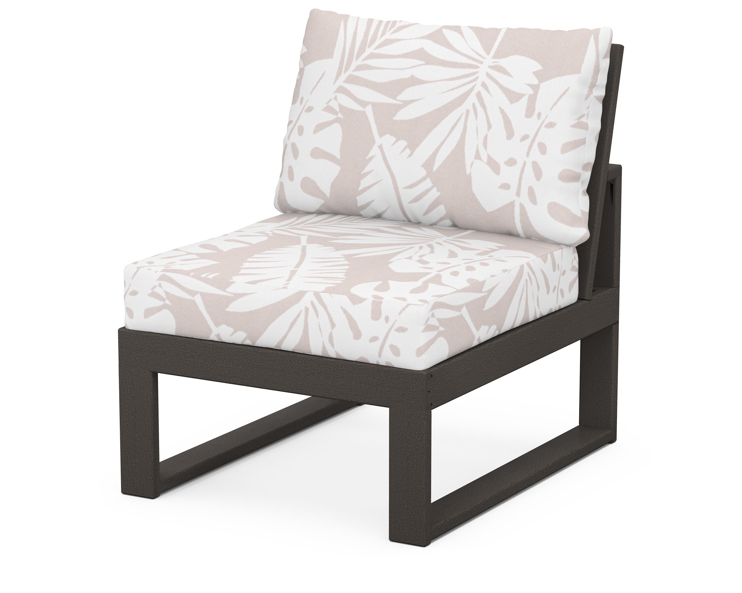 Unbranded Modular Armless Chair in Vintage Coffee / Leaf Dune Burlap