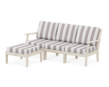 POLYWOOD® Braxton Modular 4-Piece Deep Seating Set with Ottoman in Sand / Cabana Stripe Grey Mist