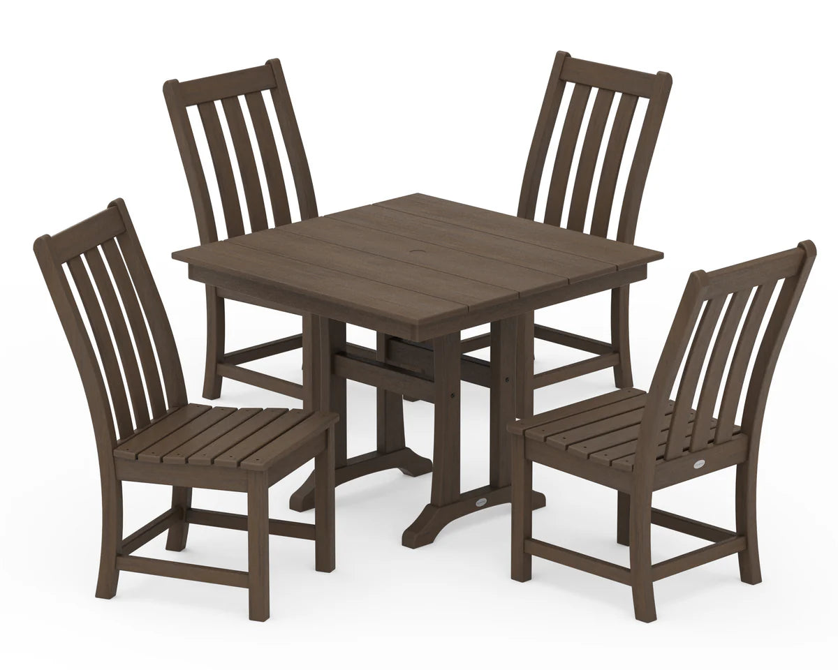 Vineyard 5-Piece Farmhouse Trestle Side Chair Dining Set