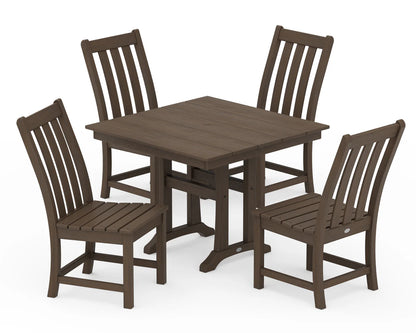 Vineyard 5-Piece Farmhouse Trestle Side Chair Dining Set