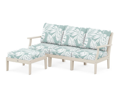 POLYWOOD® Braxton Modular 4-Piece Deep Seating Set with Ottoman in Sand / Leaf Glacier Spa