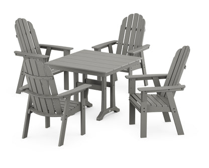 POLYWOOD® Vineyard Adirondack 5-Piece Farmhouse Dining Set With Trestle Legs in Slate Grey