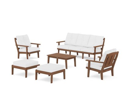 POLYWOOD® Mission 6-Piece Lounge Sofa Set in Teak / Natural