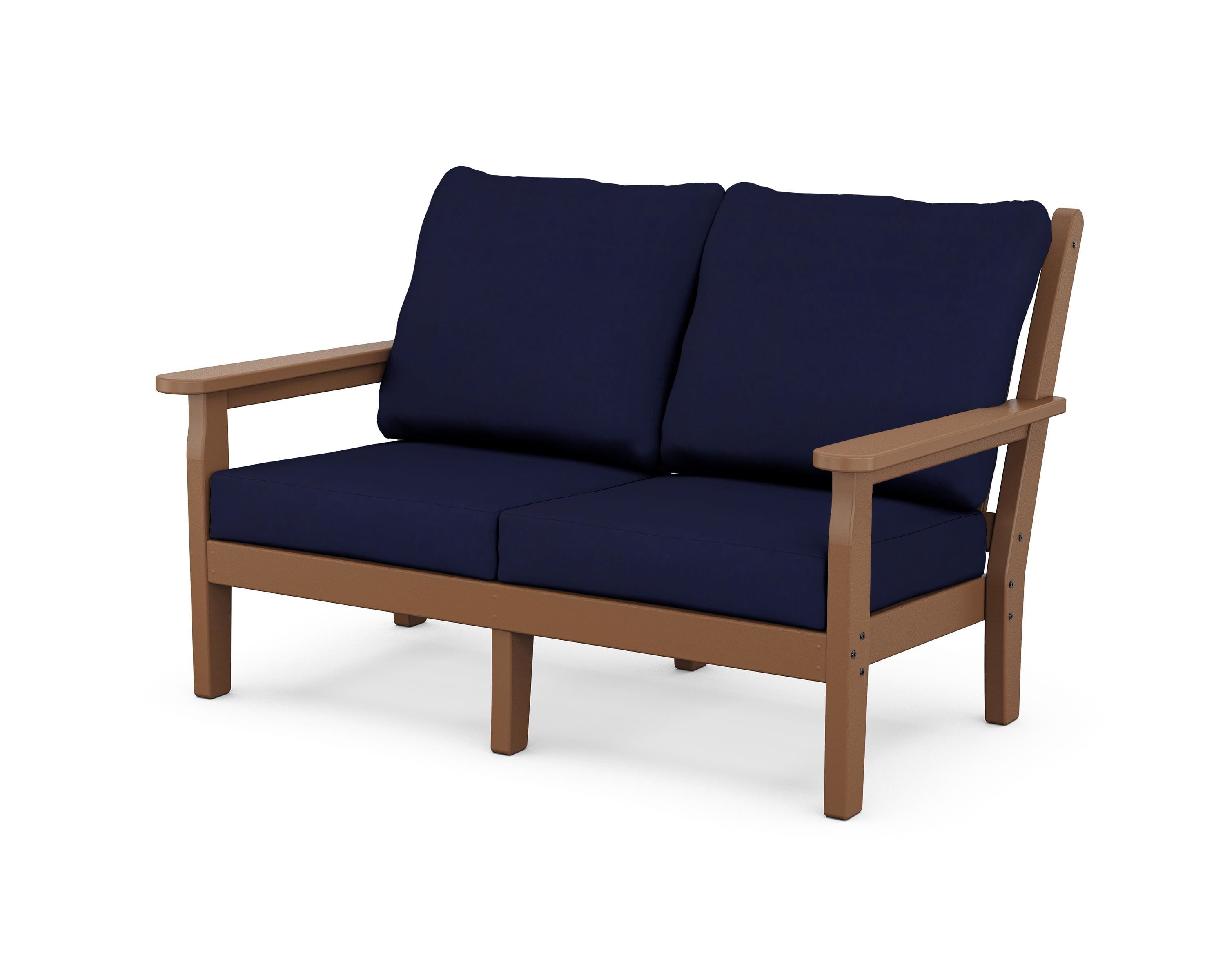 POLYWOOD® Chippendale Deep Seating Loveseat in Teak / Navy