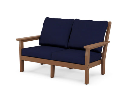 POLYWOOD® Chippendale Deep Seating Loveseat in Teak / Navy