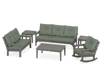 POLYWOOD® Vineyard 6-Piece Deep Seating Set in Slate Grey / Cast Sage