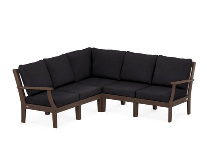 POLYWOOD® Braxton Modular 5-Piece Deep Seating Set in Mahogany / Midnight Linen