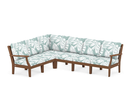 POLYWOOD® Braxton Modular 6-Piece Deep Seating Set in Teak / Leaf Glacier Spa