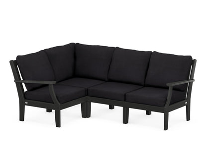 POLYWOOD® Braxton Modular 4-Piece Deep Seating Set in Black / Midnight Linen