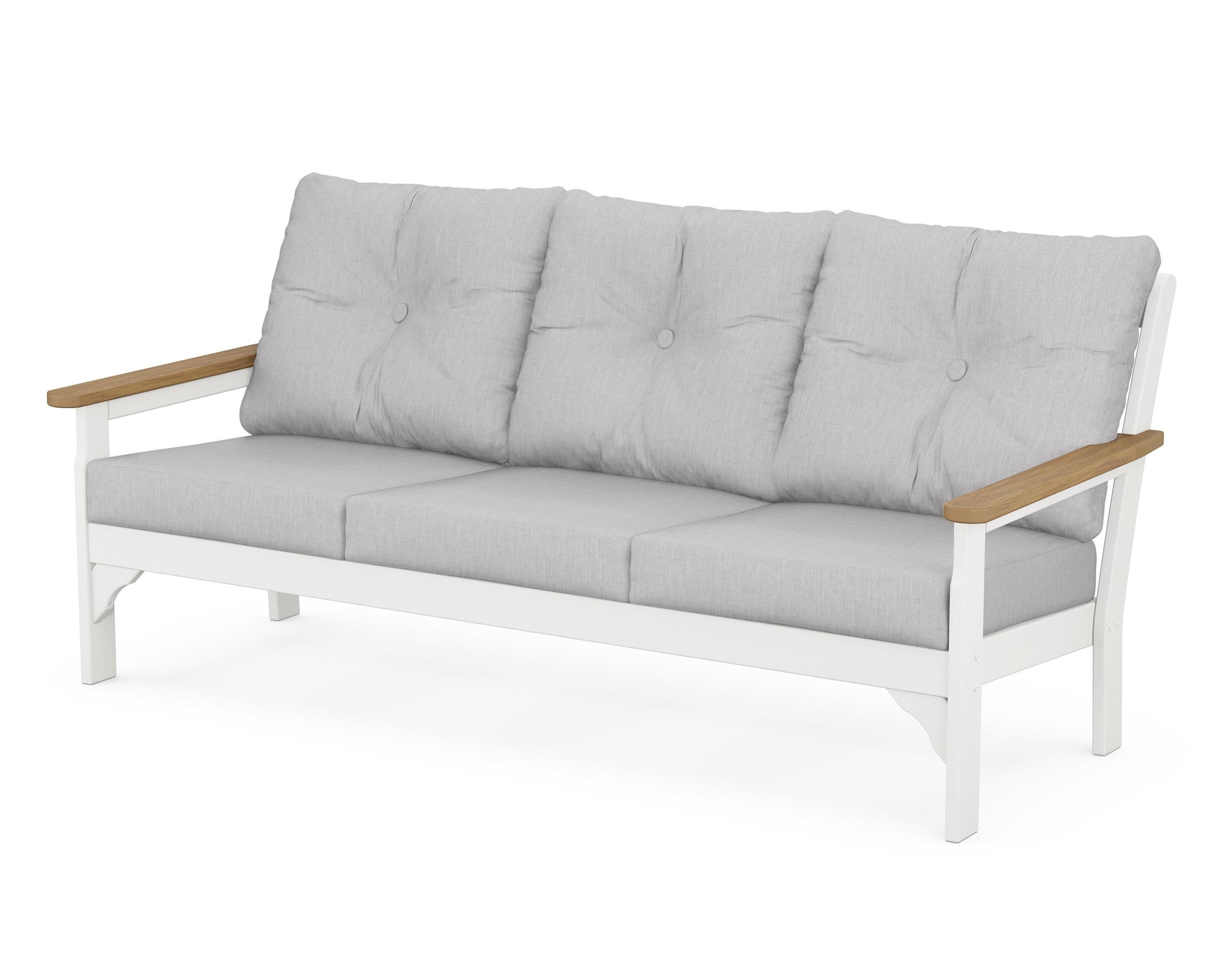 POLYWOOD® Vineyard Deep Seating Sofa in White / Natural / Granite