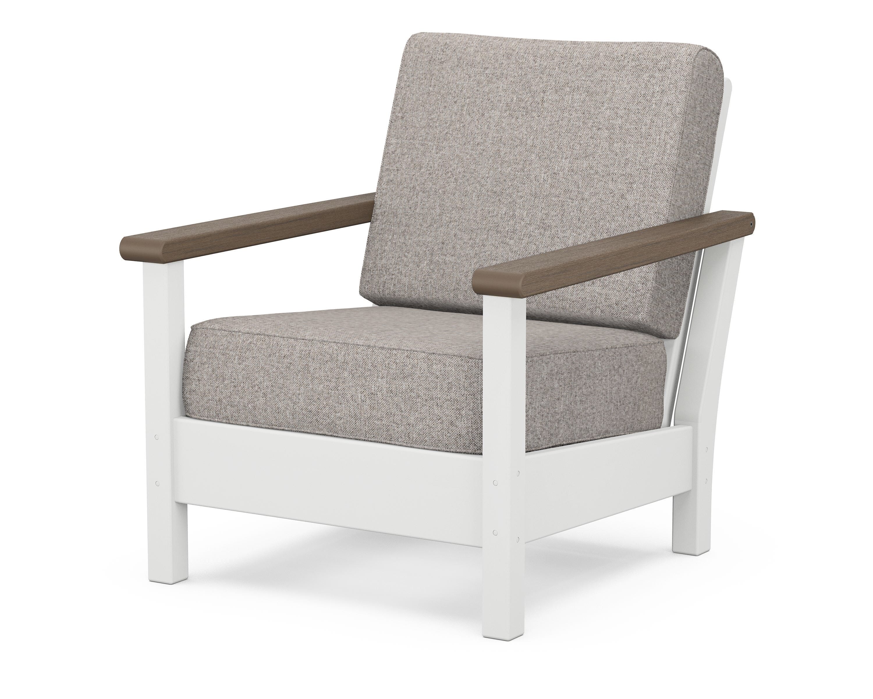 POLYWOOD® Harbour Deep Seating Chair in White / Kona / Weathered Tweed